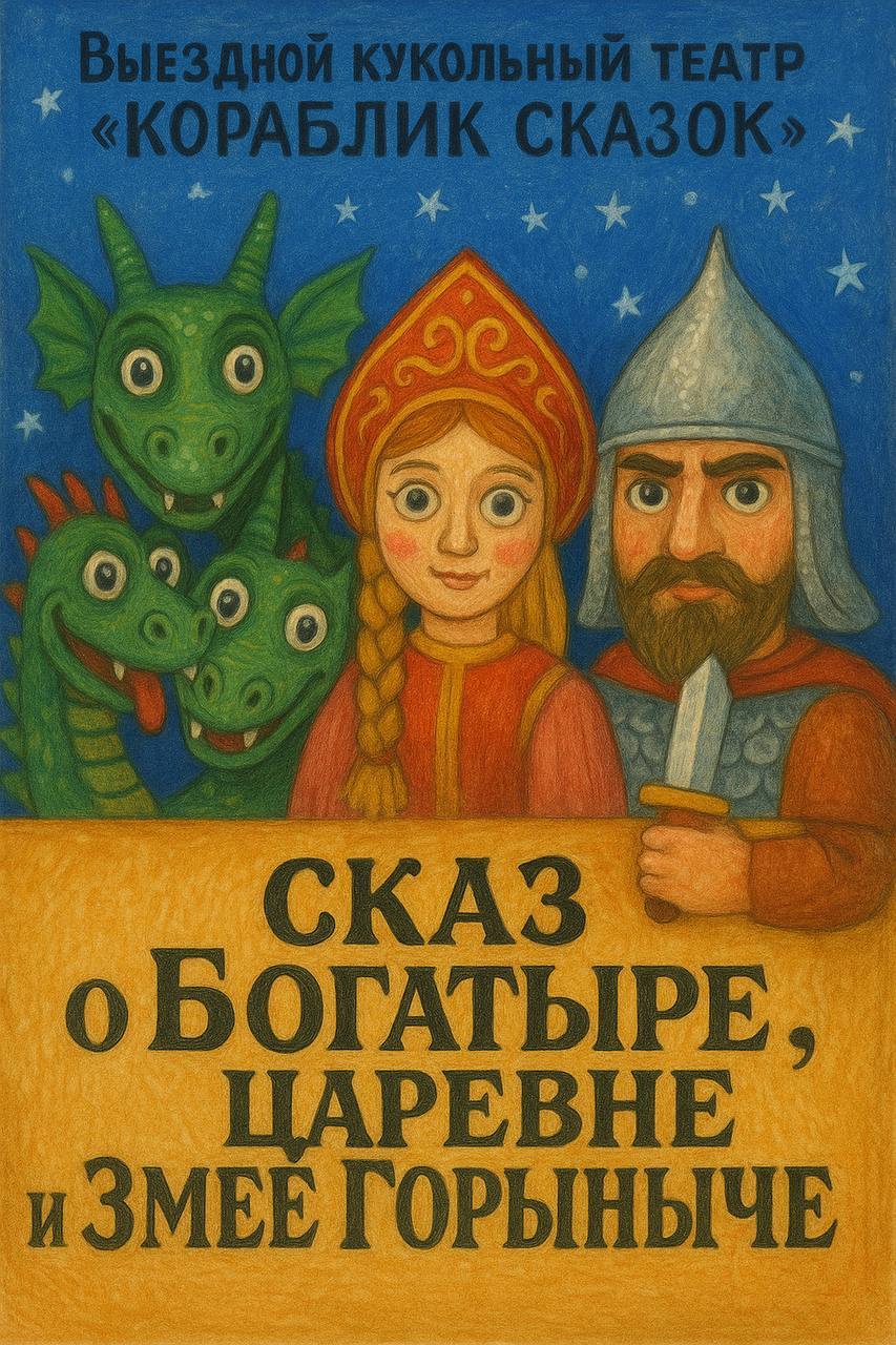 Сказ о Богатыре, Царевне и Змее Горыныч от Московского выездного кукольный театр «Кораблик сказок»