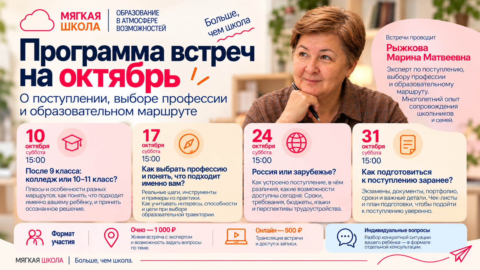 Образовательные встречи Мягкой школы. Встреча первая. Офлайн.