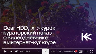 Dear HDD, x <курок / Кураторский показ. Да кто этот ваш видеодневник?