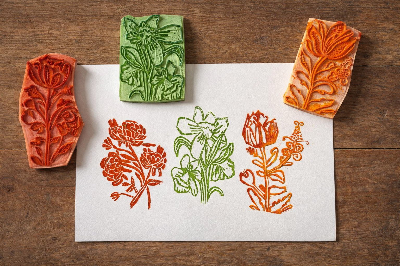 Оттиск на бумаге на ручном станке «Цветы», 8+