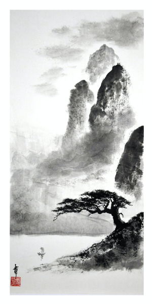 Пейзаж тушью в китайском стиле