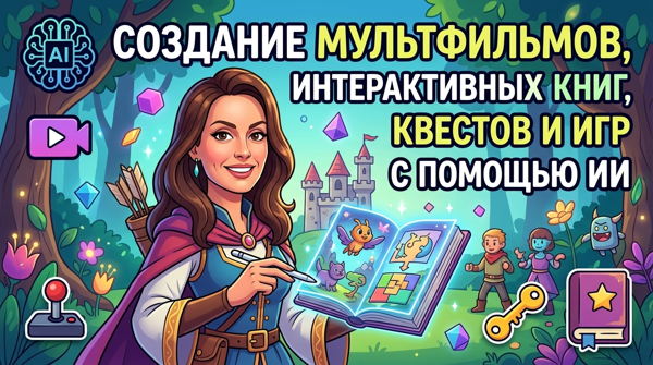 Мини-курсы по созданию мультфильмов, интерактивных книг, квестов на вирт. досках с помощью ИИ (поток октябрь)