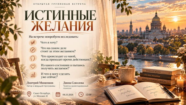 Открытая встреча-знакомство с автором программы «Истинные желания»