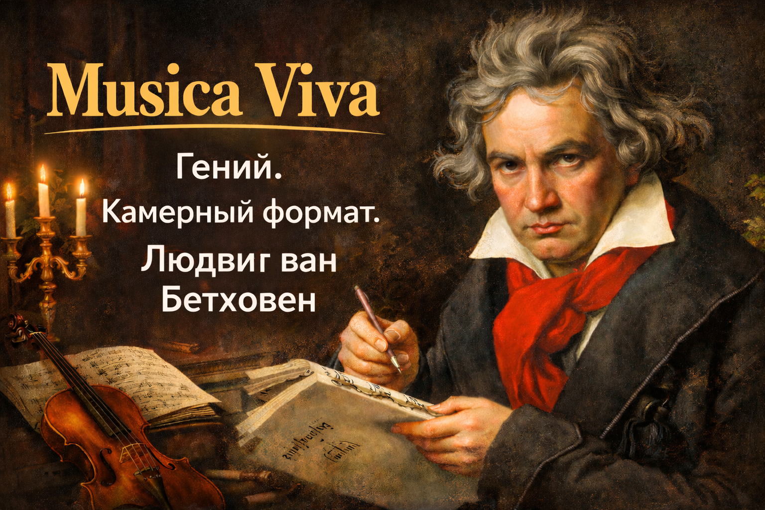 Концерт Musica Viva «Гений. Камерный формат. Людвиг ван Бетховен» в пространстве выставки «Владимир Немухин 100» в Выставочном зале фонда Андрея Чеглакова