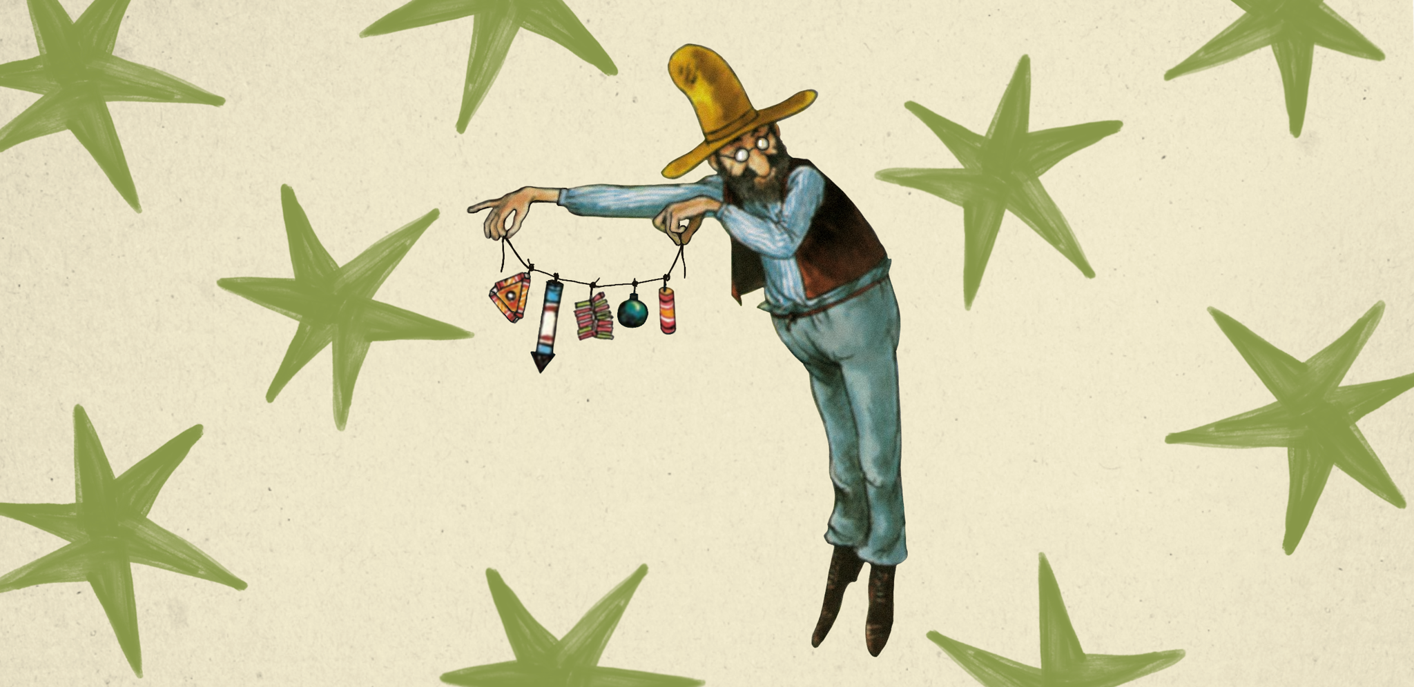 Зимняя деревянная гирлянда с Финдусом