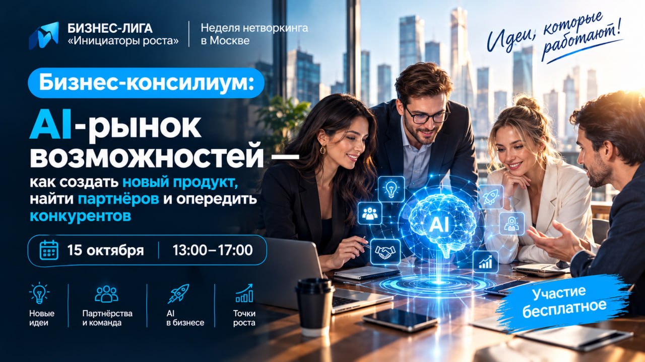 Бизнес-консилиум: AI-рынок возможностей — как создать новый продукт, найти партнёров и опередить конкурентов | НЕТВОРКИНГ
