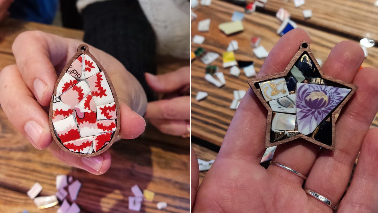Мастер-класс ‭«Мозаичные подвески из случайно разбитой посуды» в экоцентре Сборка
