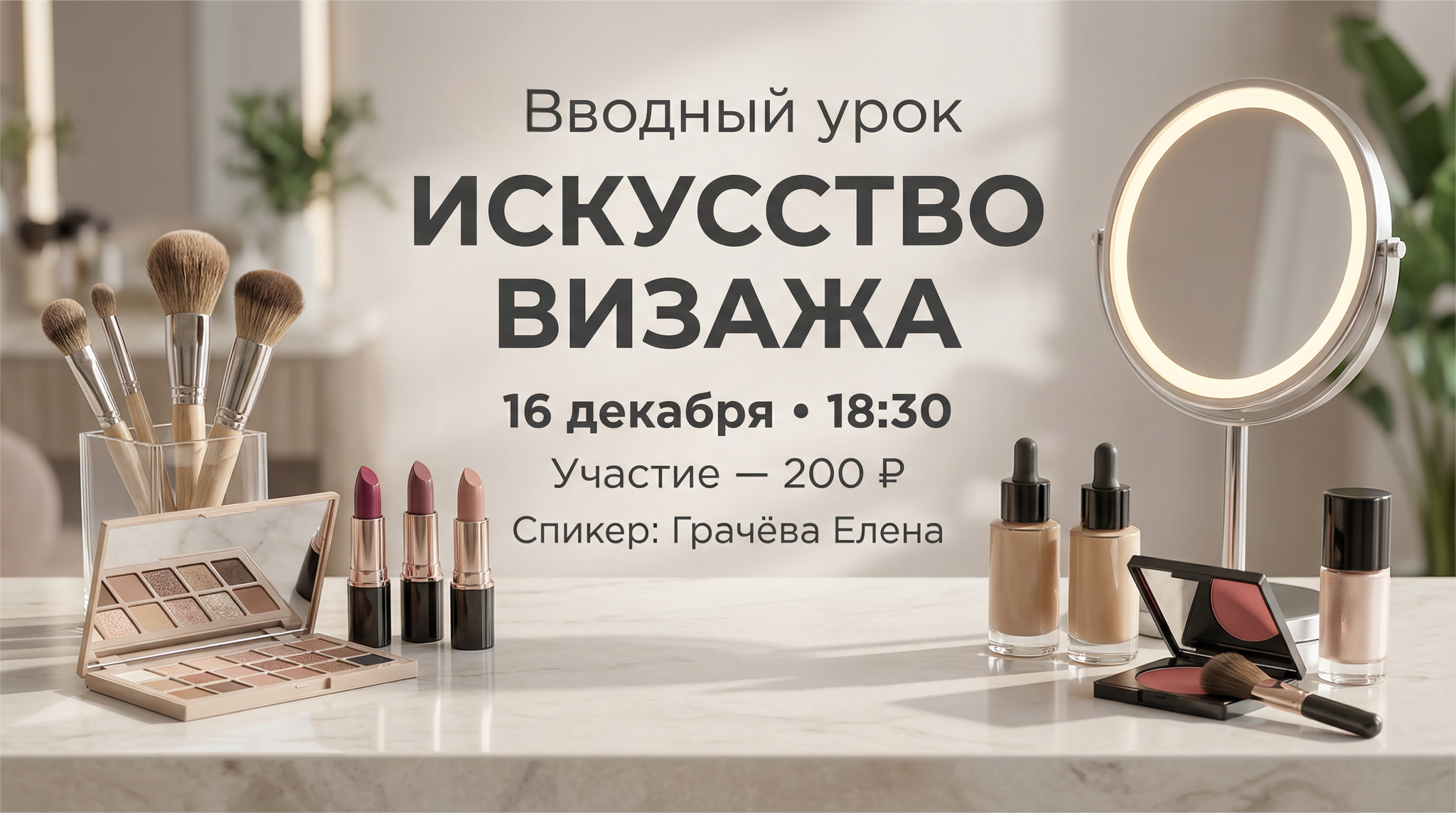 Вводный урок «Искусство визажа: попробуй профессию за 1,5 часа!»