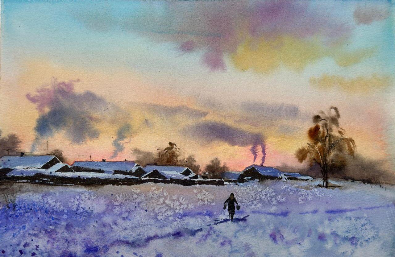 Ирина Кулемина мастер-класс «Акварель. Зимний пейзаж»