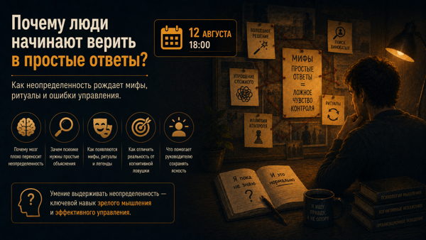 Почему люди начинают верить в простые ответы? Как неопределенность рождает мифы, ритуалы и ошибки управления