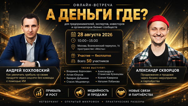 А ДЕНЬГИ ГДЕ? ​​​​​​​Офлайн-встреча для предпринимателей и экспертов