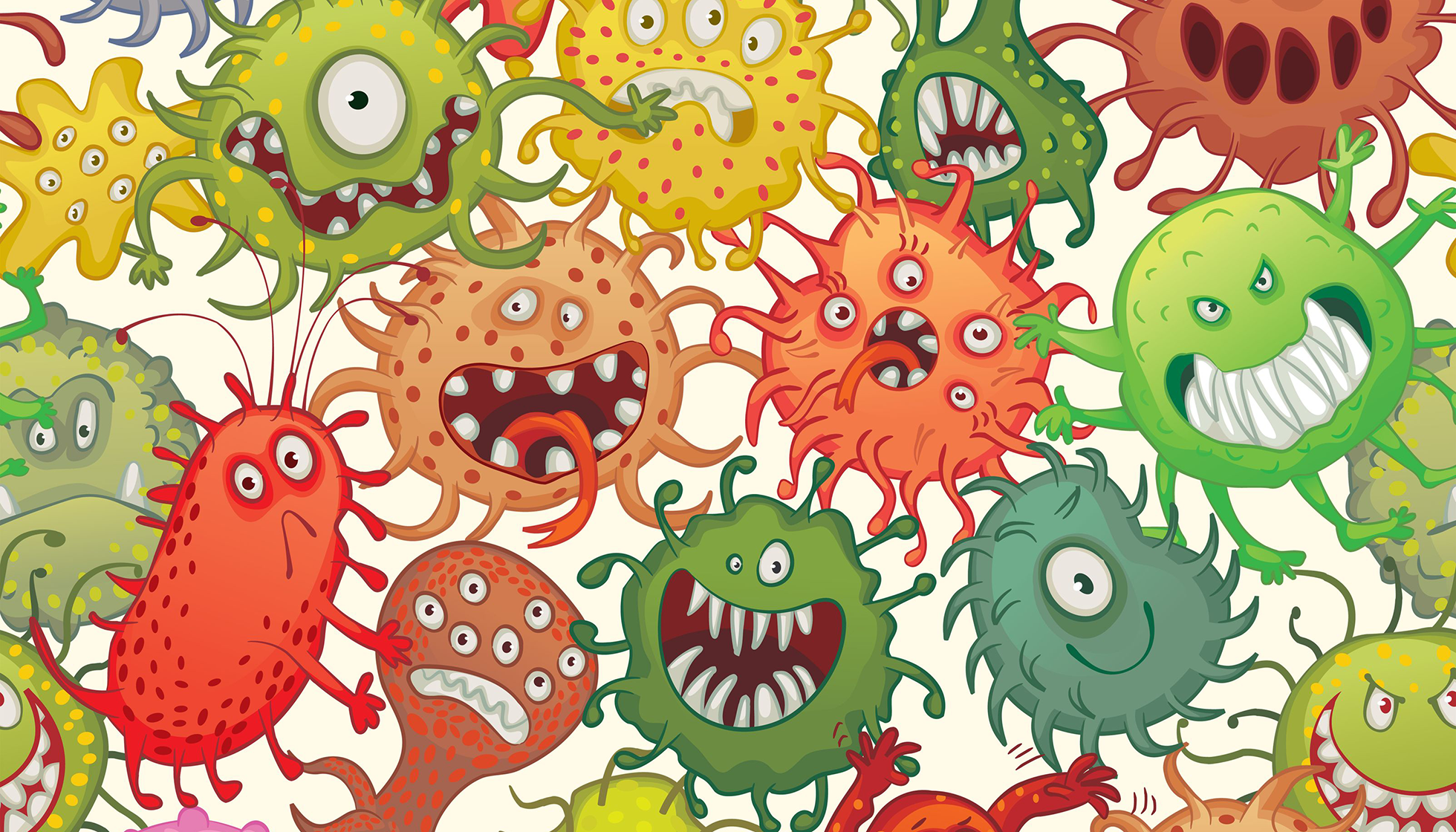 Веселые микробы. Вирусы и микробы для детей. Злая бактерия. Микробы мультяшные. Вредоносные организмы