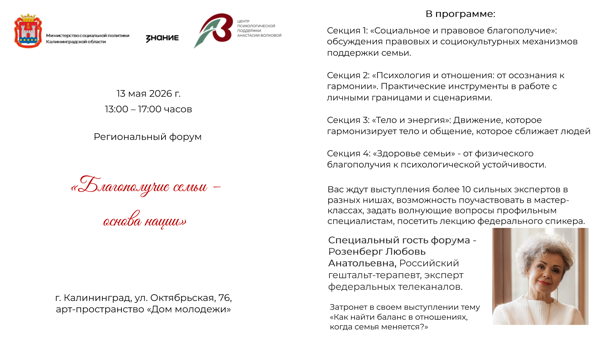 Региональный форум "Благополучие семьи основа нации"