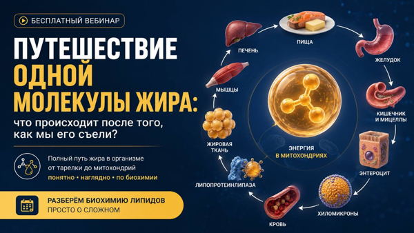 Биохимический путь молекулы жира: из тарелки в митохондрию