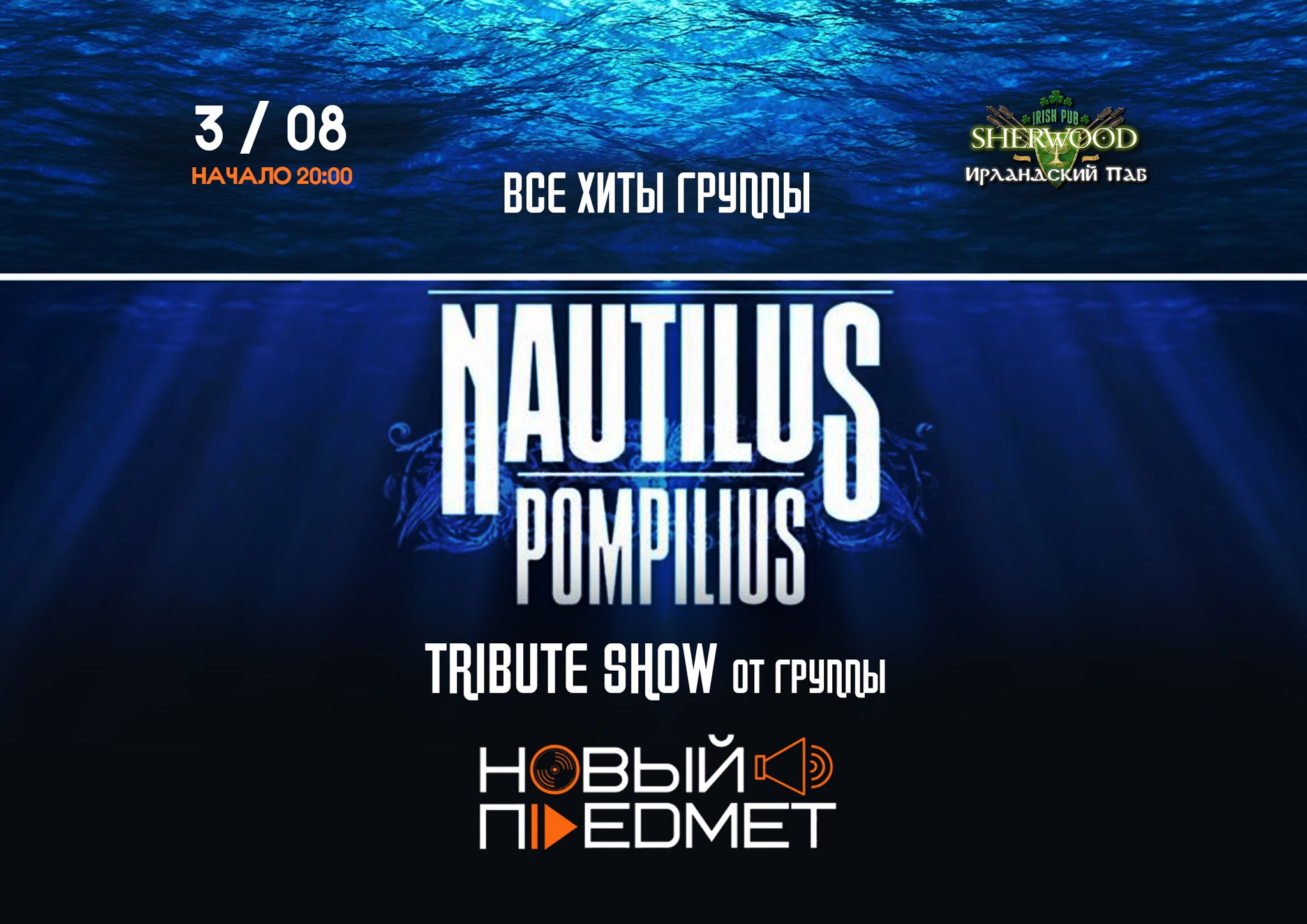 24 «NAUTILUS POMPILIUS трибьют шоу» с группой «НОВЫЙ ПРЕДМЕТ», SHERWOOD PUB, МЫТИЩИ