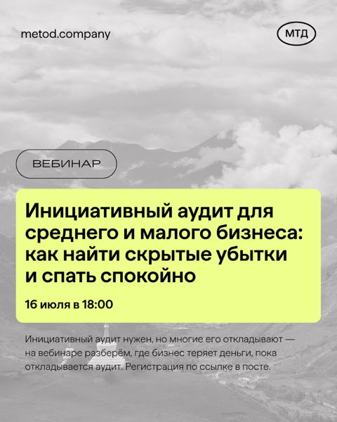 Инициативный аудит: как проверить бизнес, снизить финансовые риски и защитить активы от ООО "АГЕНТСТВО "МЕТОД"