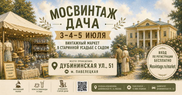 Мосвинтаж Дача: винтажный маркет и летнее усадебное гулянье в центре Москвы