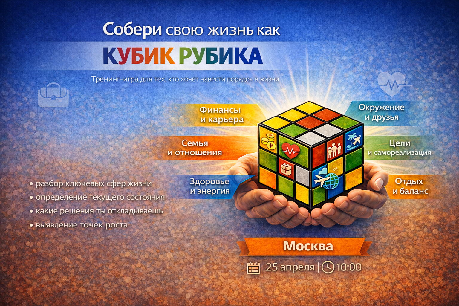 Бизнес тренинг- игра Собери свою жизнь как грани кубика