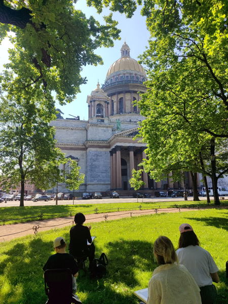 Пленэр около Исаакиевского собора масляной пастелью