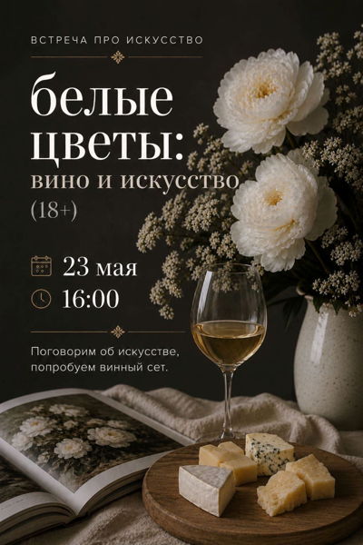 Встреча "Белые цветы: вино и искусство" (18+)