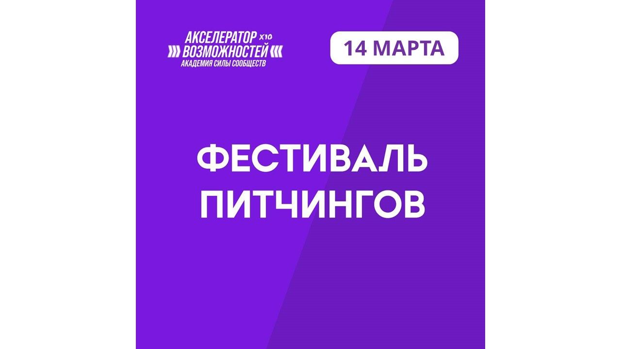 ФЕСТИВАЛЬ ПИТЧЕЙ Акселератора возможностей Силы Сообществ