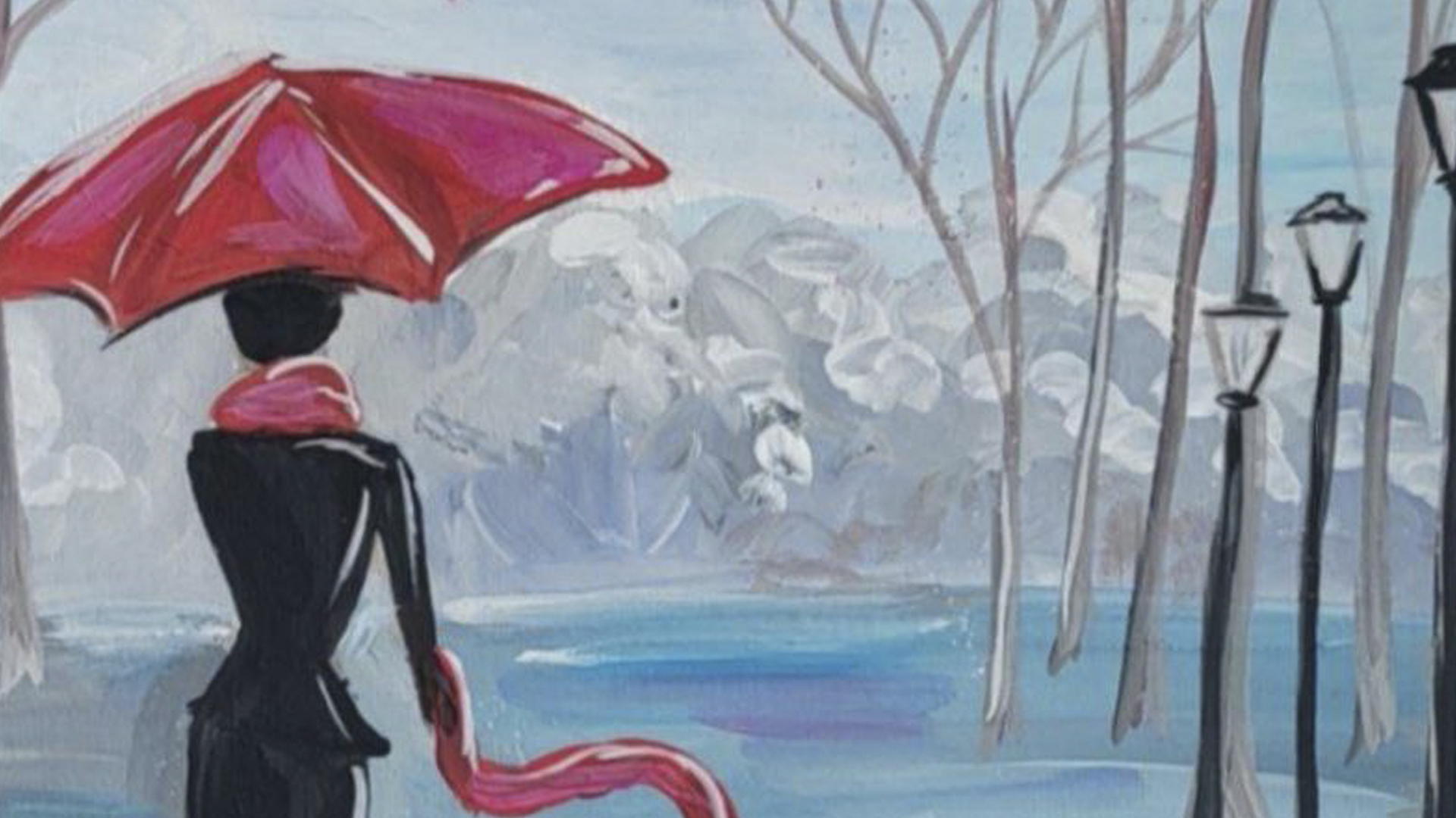 Мастер-класс «Холод и тепло палитры: рисунок девушки с красным шарфом»