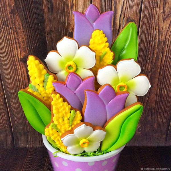 Мастер-класс по росписи пряника "Букет Маргариты"