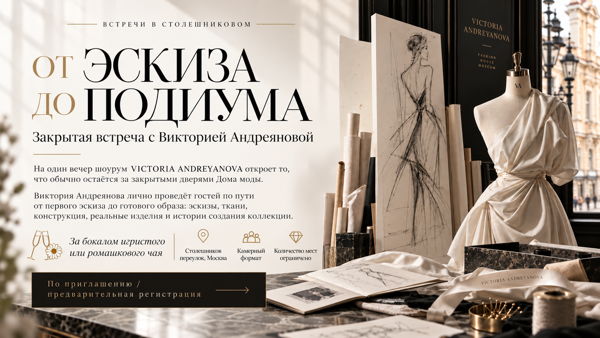 ОТ ЭСКИЗА ДО ПОДИУМА Закрытая встреча с Викторией Андреяновой в Столешниковом переулке