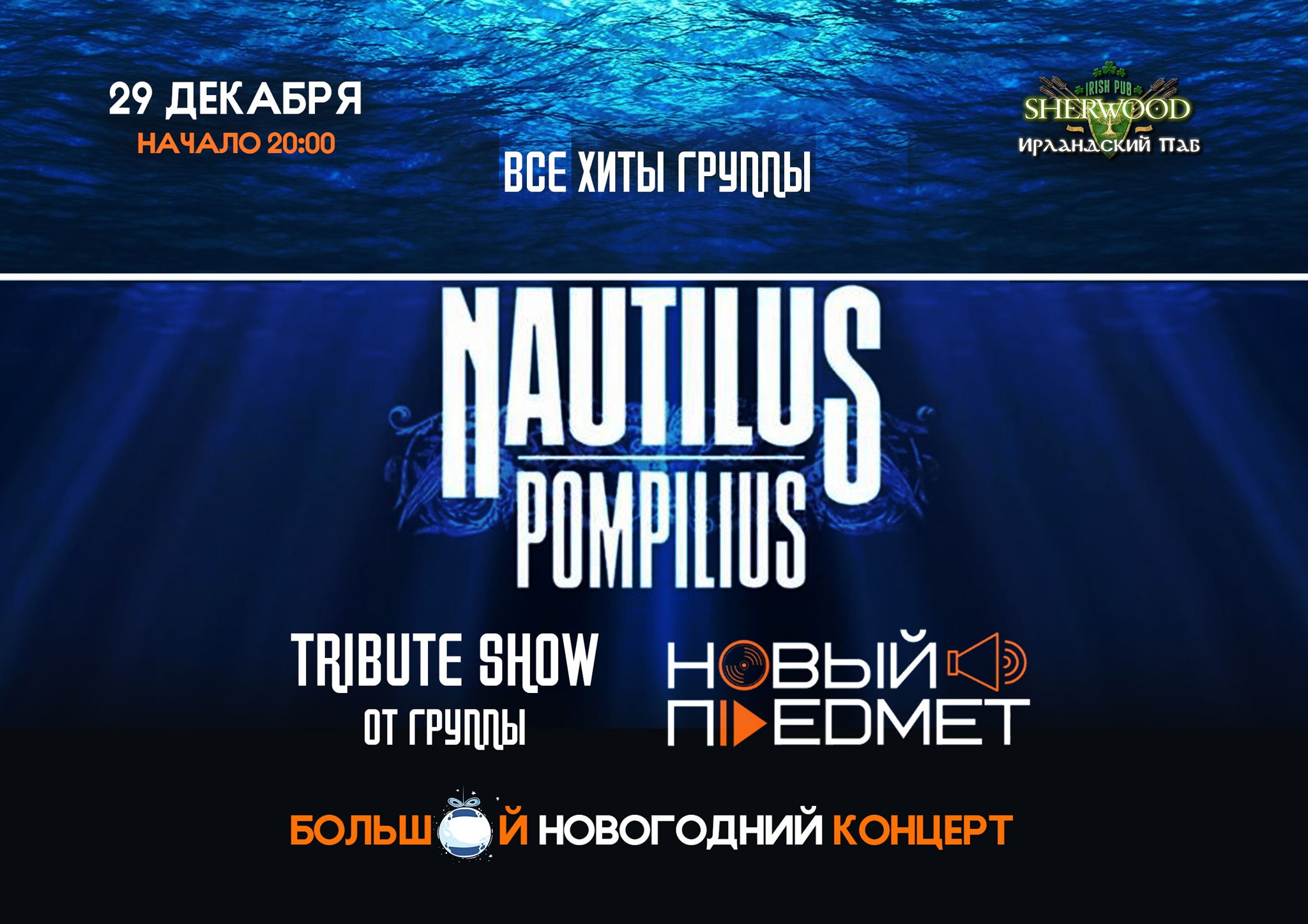 24 «NAUTILUS POMPILIUS трибьют шоу» с группой «НОВЫЙ ПРЕДМЕТ», SHERWOOD PUB, МЫТИЩИ