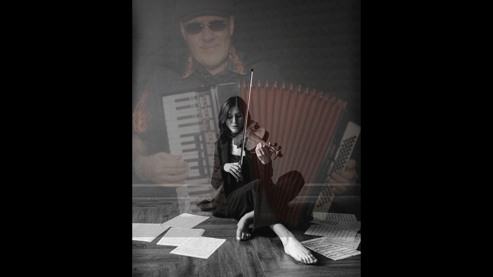 Необычный концерт инди певица Maylina на скрипке и эстрадный артист Влад Ветерок на аккордеоне