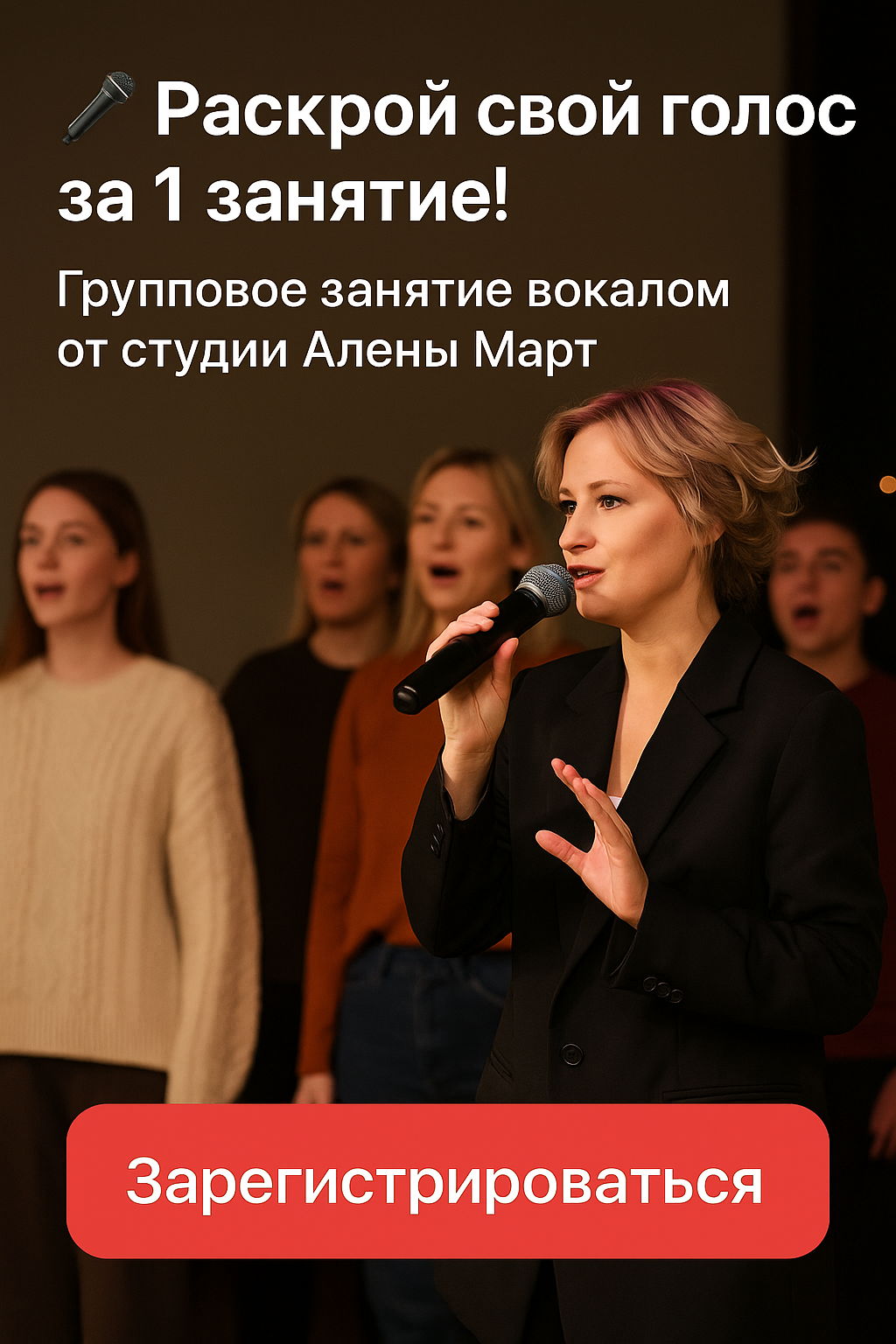Раскрой свой голос за 1 занятие! Групповое занятие вокалом от студии Алены Март