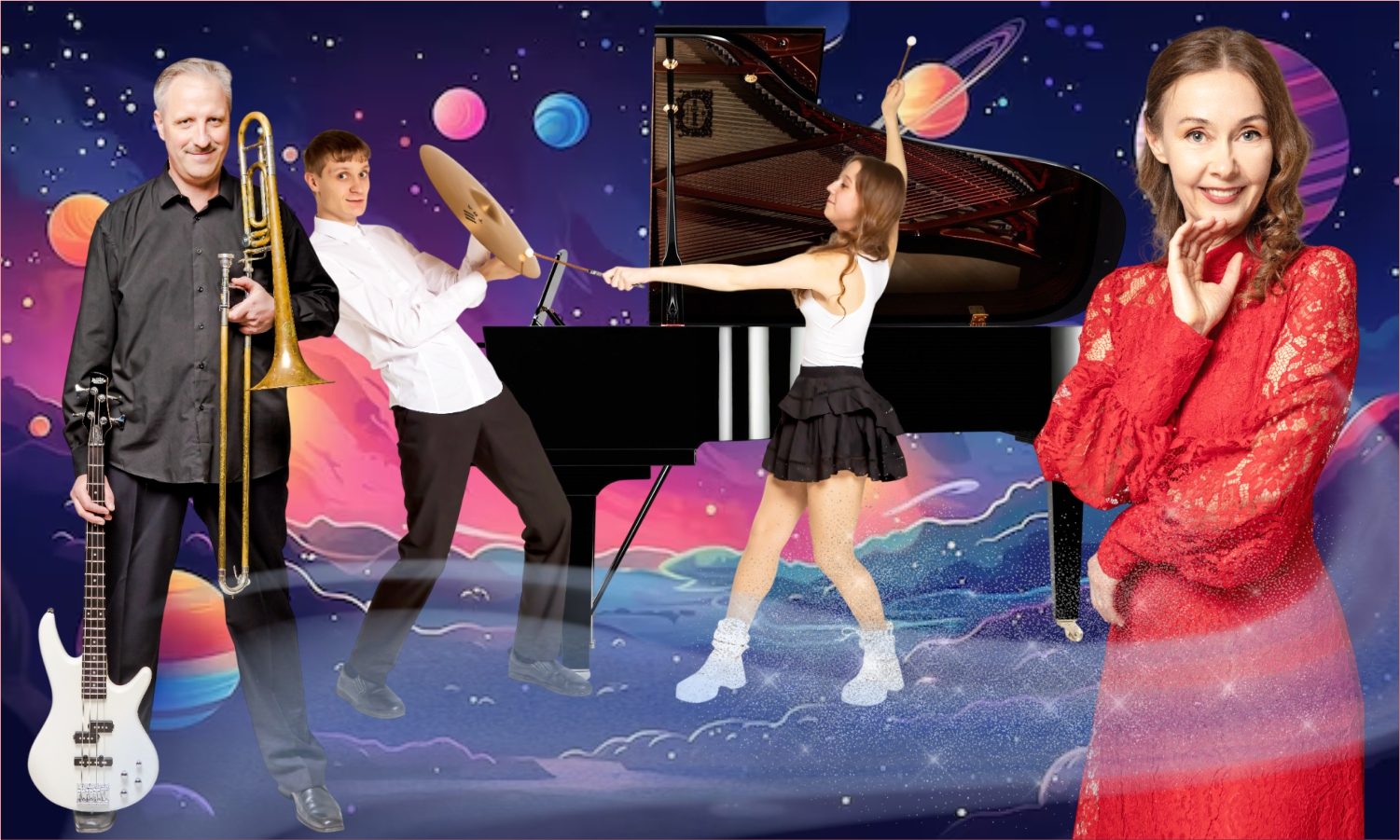 КОСМОС КЛАССИКА ДЖАЗ — концерт звёздных, искрящихся красотой миниатюр — квартет КругоСвет-бэнд во дворце на Невском — вечеринка с фуршетом в Музее ностальгии