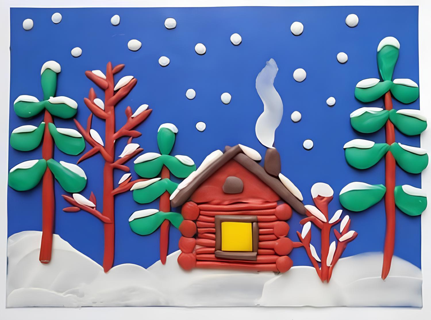 Лепим зимний пейзаж из воздушного пластилина в «Фуд Парк Меркурий»