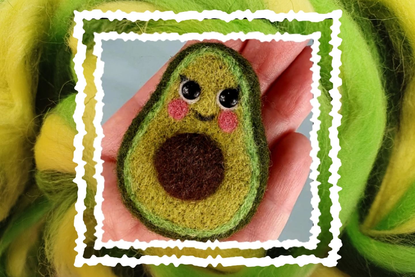 Мастер-класс. "Авокадо" Брошь в технике "сухое валяние"