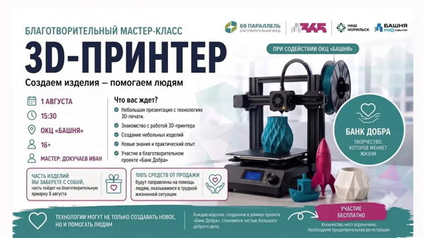 Благотворительный мастер-класс по созданию изделий на 3D-принтере