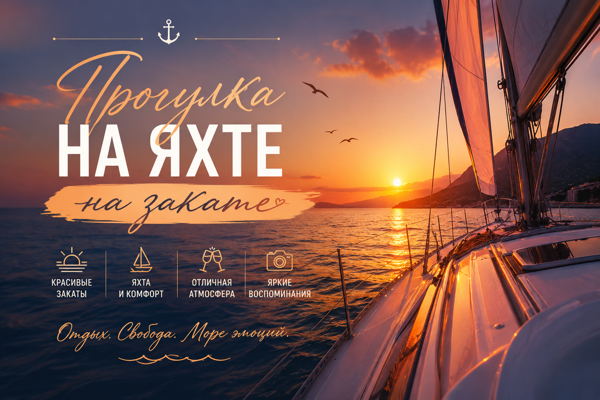 Прогулка на яхте на закате