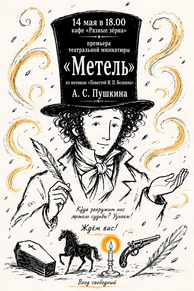 Театральная миниатюра "Метель" А.С. Пушкина. Премьера