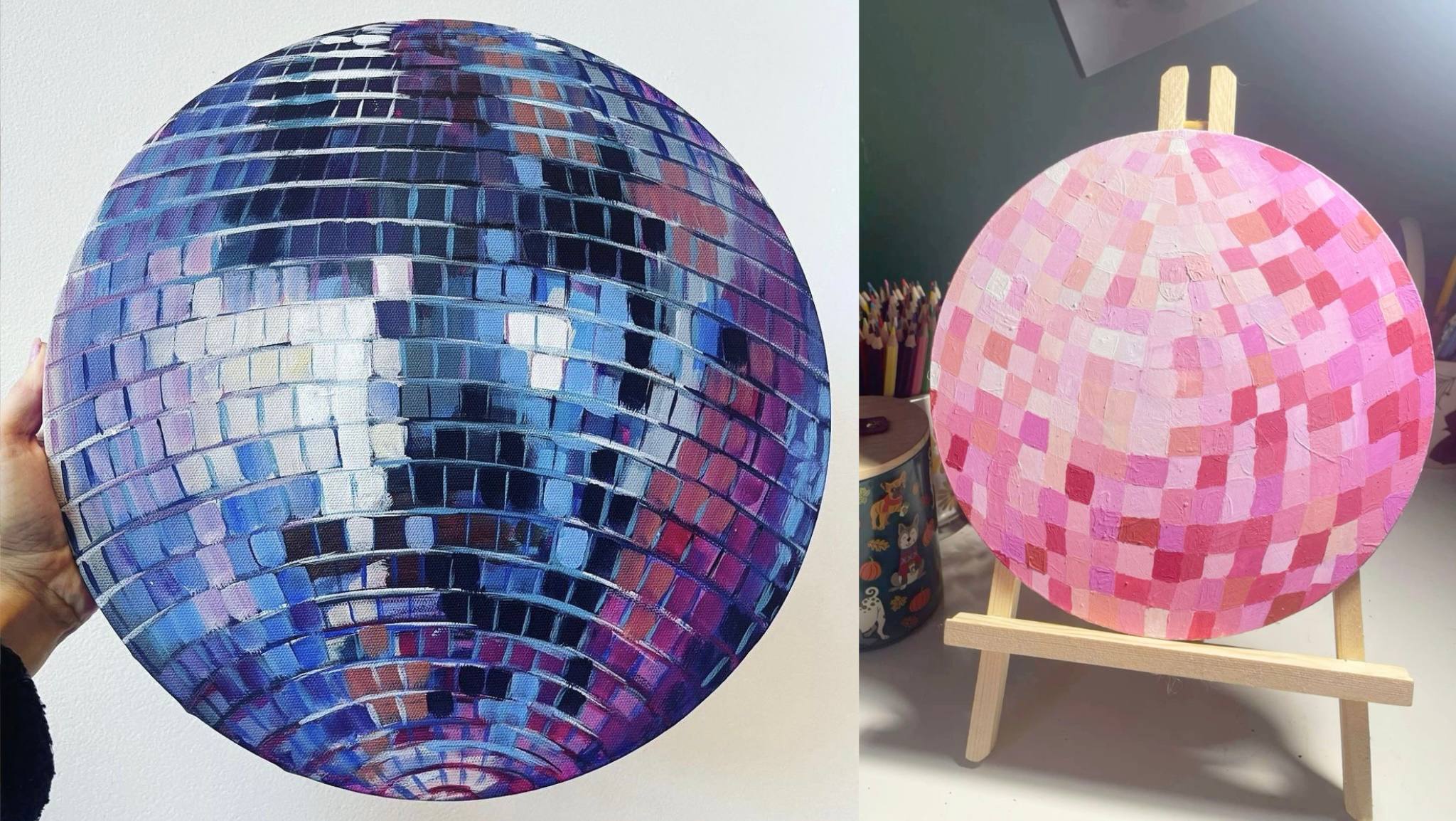 Диско-бранч: рисуем диско-шар акриловыми красками