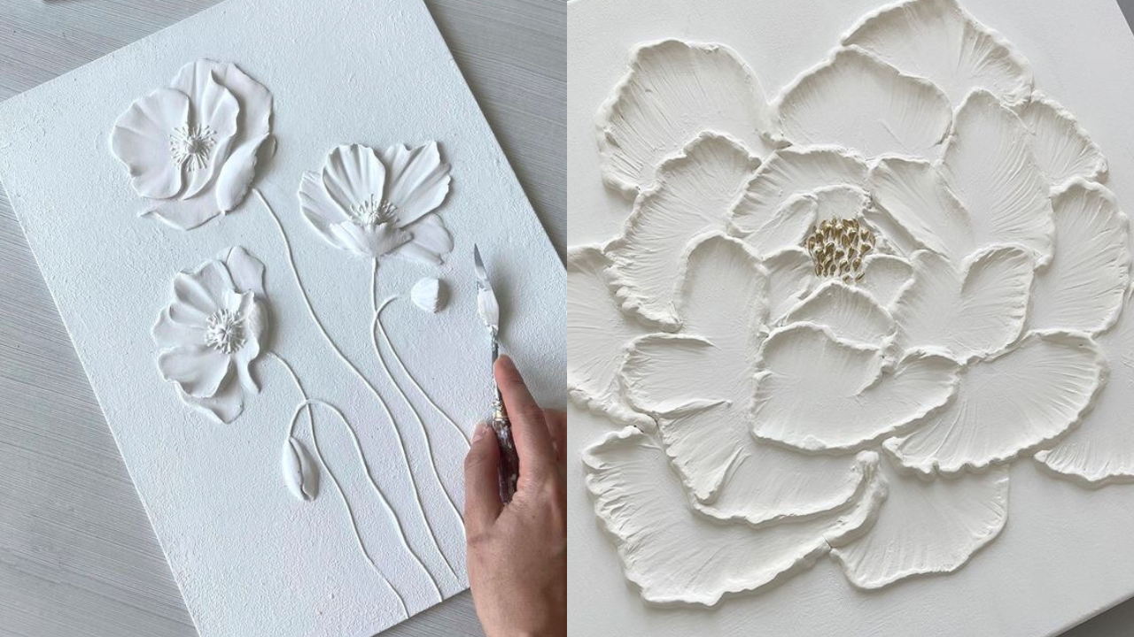 Интерьерная картина из текстурной пасты «Цветочный сад»