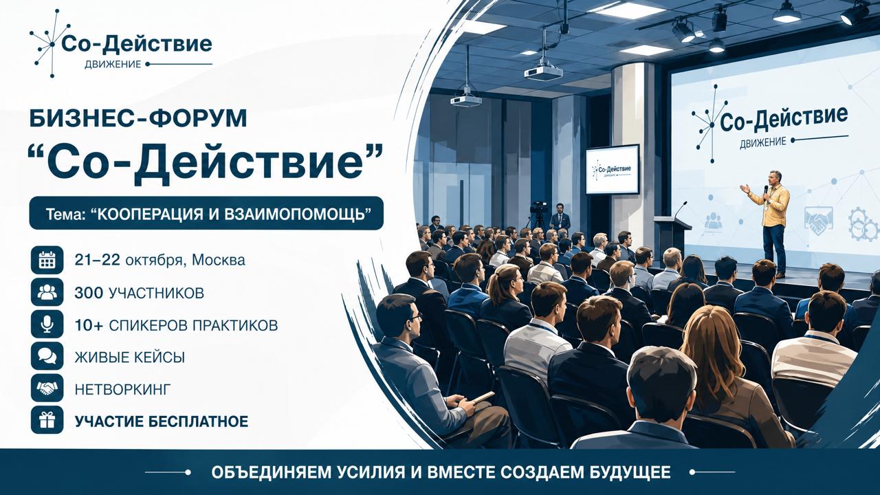 БИЗНЕС-ФОРУМ "КООПЕРАЦИЯ И ВЗАИМОПОМОЩЬ" 21–22 октября, Москва