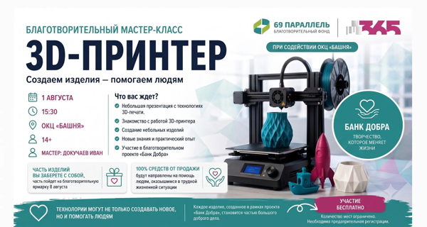 Благотворительный мастер-класс по созданию изделий на 3D-принтере