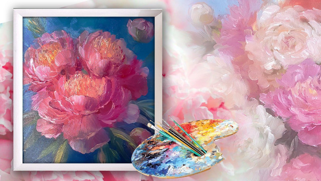 Мастер-класс "Пионы" маслом на холсте