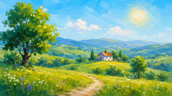 Летний пейзаж акрилом в лофте на Семёновской