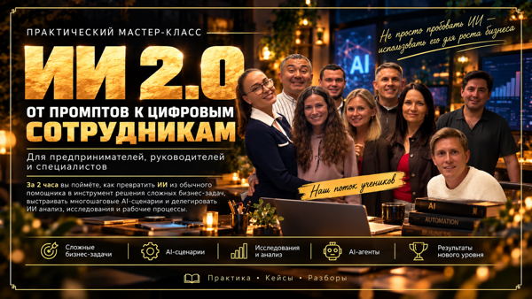 11 нояб Практический мастер-класс «ИИ: Новая реальность: Твой новый конкурент или союзник?"