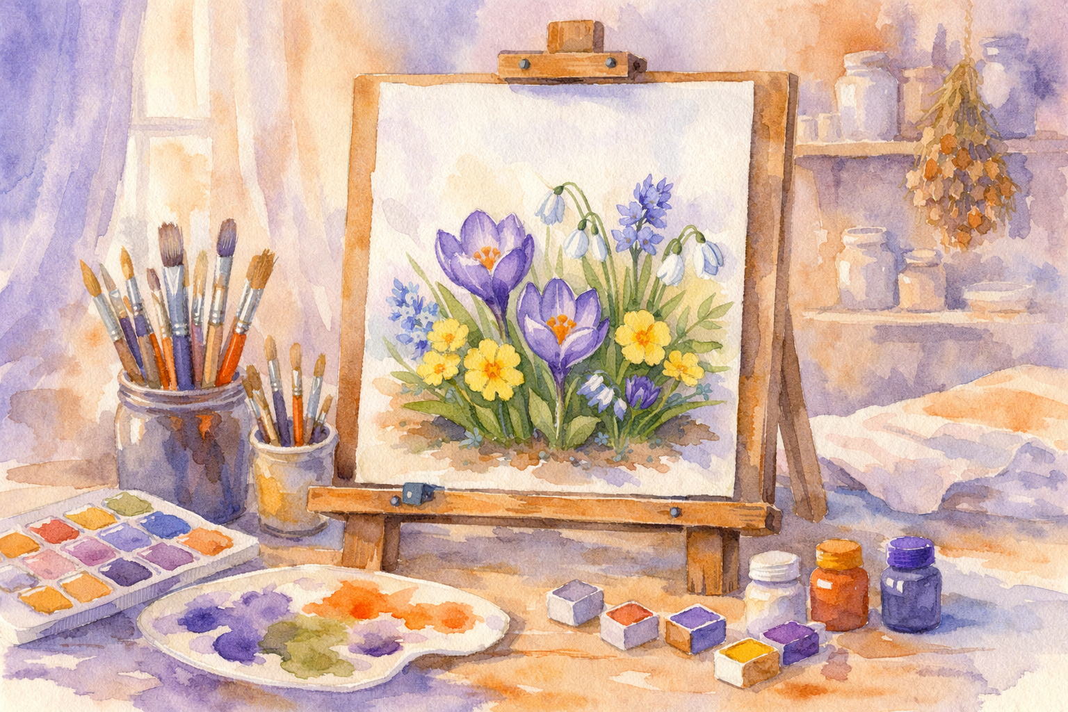 Мастер-класс по акварельной живописи «Первоцветы»