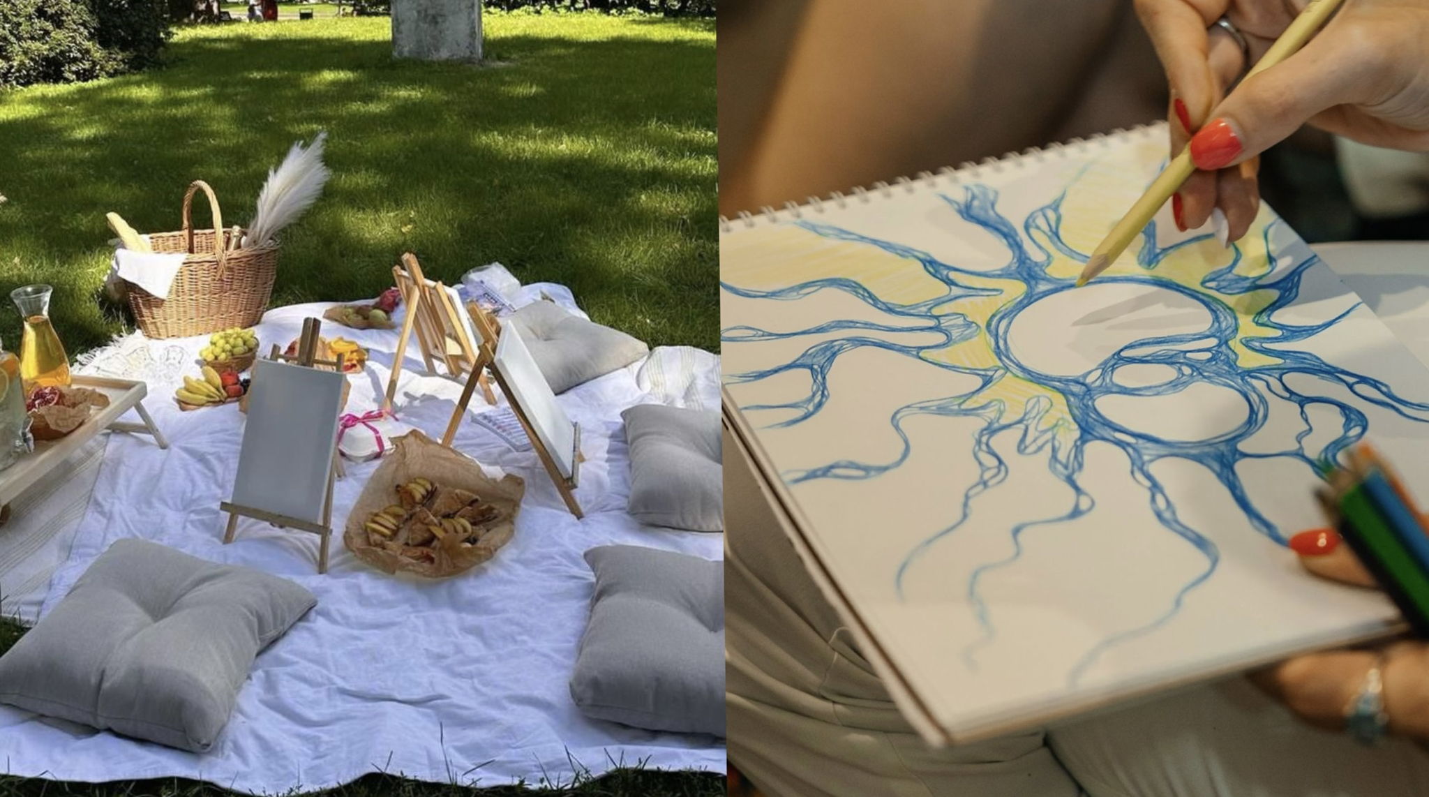 Рисование в парке пикник Нейрографика