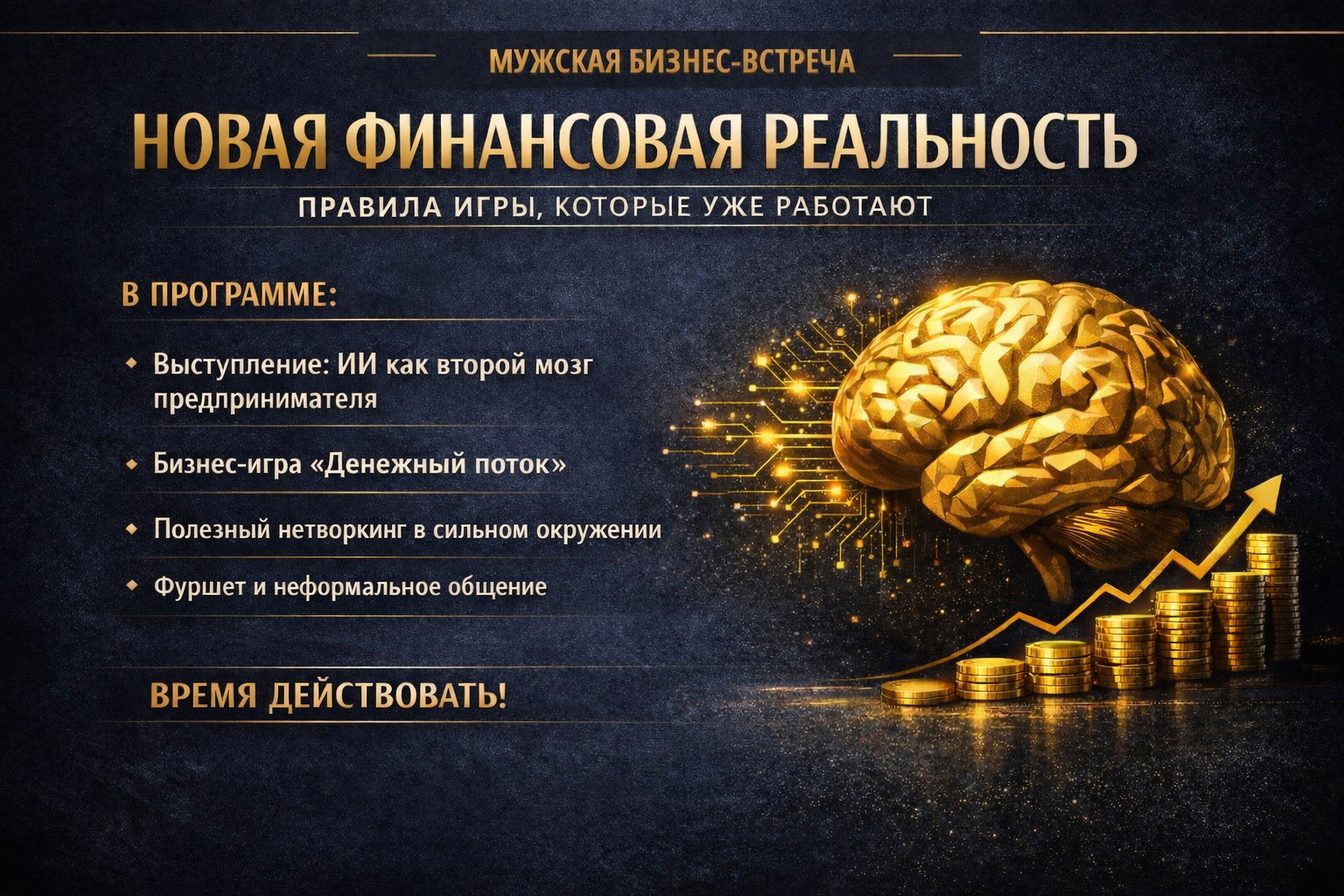 Мужская бизнес-встреча. новая финансовая реальность: правила игры, которые уже работают
