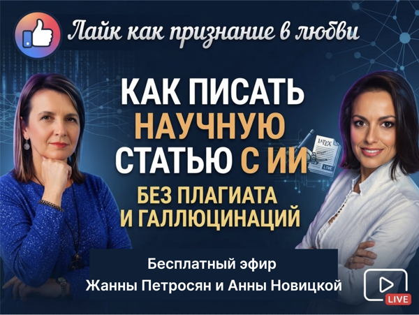 Как использовать ИИ для написания научных статей (бесплатный эфир Жанны Петросян и Анны Новицкой)
