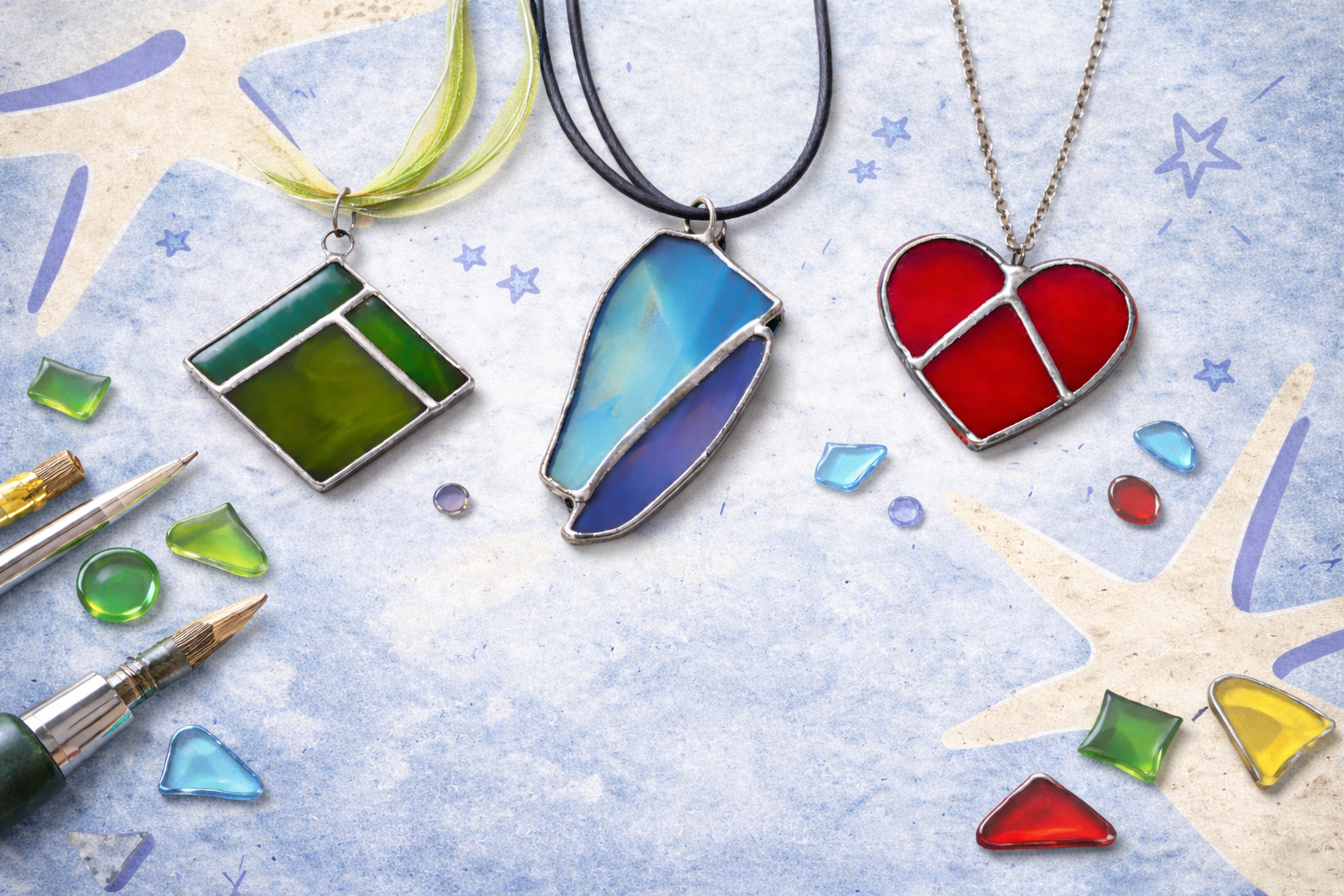 Творческий мастер-класс витраж тиффани - кулон своими руками 8+